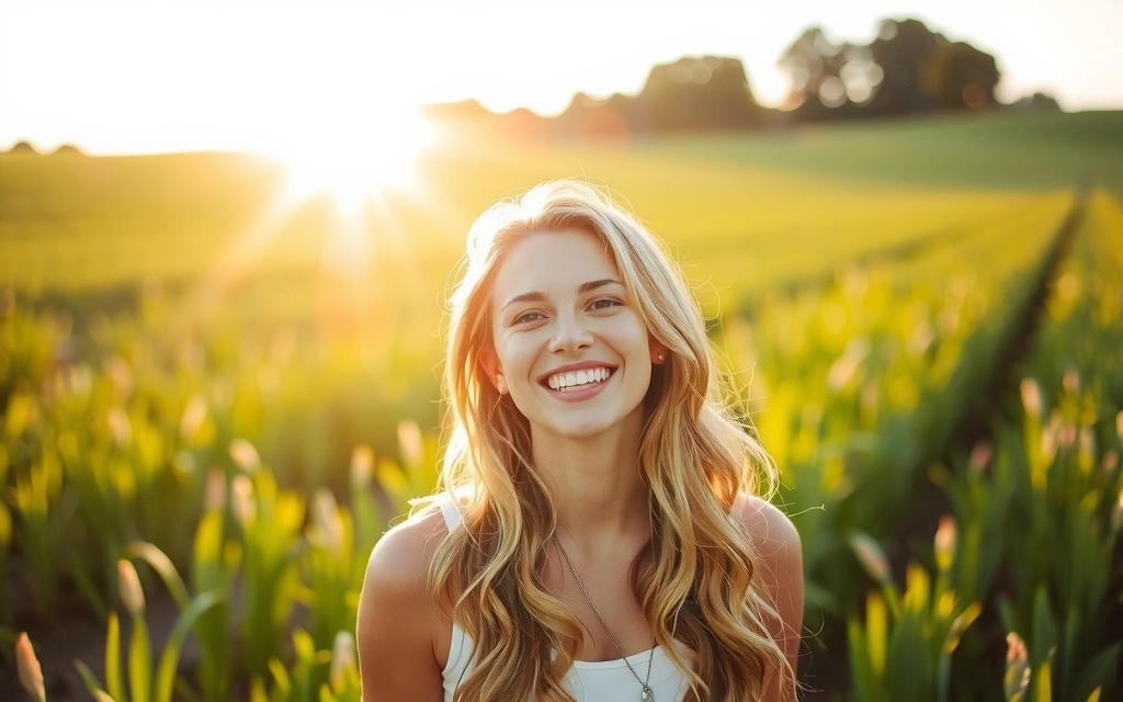 Persona disfrutando del sol en un campo verde, ilustrando los beneficios de la vitamina D.