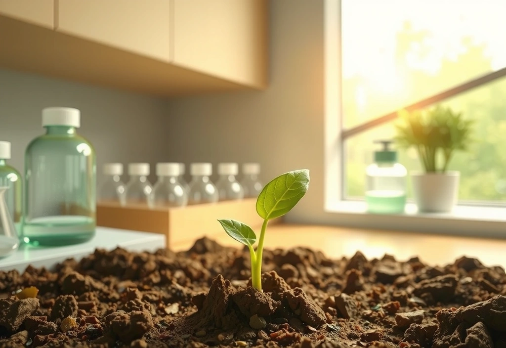 Ilustración que representa el crecimiento de una semilla a una planta exuberante, simbolizando el origen y la evolución de FallaVit desde la naturaleza.